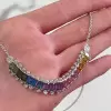 20ctw Emerald Cut Multicolor Sapphire Pendant Necklace