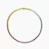 56ctw Heart Cut Multicolor Sapphire Rainbow Necklace
