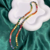35ctw Round Multicolor Sapphire Rainbow Tennis Necklace