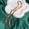 35ctw Round Multicolor Sapphire Rainbow Tennis Necklace