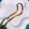 35ctw Round Multicolor Sapphire Rainbow Tennis Necklace