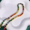 35ctw Round Multicolor Sapphire Rainbow Tennis Necklace