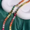 35ctw Round Multicolor Sapphire Rainbow Tennis Necklace
