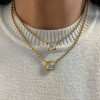Double Bubble Bezel Pendant Ball Chain Everyday Necklace