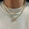 Double Bubble Bezel Pendant Ball Chain Everyday Necklace