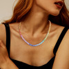 80ctw Round Cut Rainbow Sapphire Statement Necklace