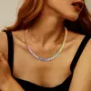 80ctw Round Cut Rainbow Sapphire Statement Necklace