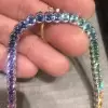 80ctw Round Cut Rainbow Sapphire Statement Necklace