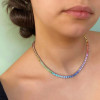 80ctw Round Cut Rainbow Sapphire Statement Necklace