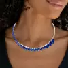 60ctw Pear Cut Tanzanite Blue Sapphire Statement Necklace