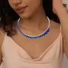 60ctw Pear Cut Tanzanite Blue Sapphire Statement Necklace