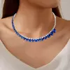 60ctw Pear Cut Tanzanite Blue Sapphire Statement Necklace