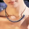 60ctw Pear Cut Tanzanite Blue Sapphire Statement Necklace