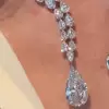 120ctw Pear Cut White Sapphire Two-Row Statement Necklace