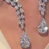 120ctw Pear Cut White Sapphire Two-Row Statement Necklace