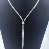 36ctw Emerald Cut White Sapphire Bolo Statement Necklace