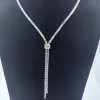 36ctw Emerald Cut White Sapphire Bolo Statement Necklace
