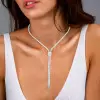 36ctw Emerald Cut White Sapphire Bolo Statement Necklace