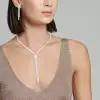 White Sapphire Adjustable Bolo Necklace Two-piece Jewelry Set