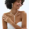 White Sapphire Adjustable Bolo Necklace Two-piece Jewelry Set