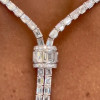 36ctw Emerald Cut White Sapphire Bolo Statement Necklace