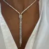 36ctw Emerald Cut White Sapphire Bolo Statement Necklace