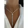 36ctw Emerald Cut White Sapphire Bolo Statement Necklace