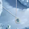 14ct Emerald Cut Aquamarine Vintage Necklace