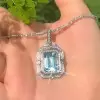 14ct Emerald Cut Aquamarine Vintage Necklace