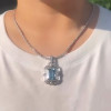 14ct Emerald Cut Aquamarine Vintage Necklace