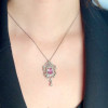 6ct Cushion Cut Pink Sapphire Vintage Pendant Necklace