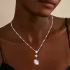 4.5ctw Round Cut White Sapphire Art Deco Pendant Necklace