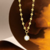 3.8ct Round Cut Pendant Bead Chain Necklace