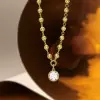3.8ct Round Cut Pendant Bead Chain Necklace