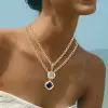 5.6ct Cushion Cut Bezel Set Pendant Link Chain Necklace