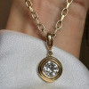 5.6ct Cushion Cut Bezel Set Pendant Link Chain Necklace