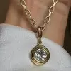 5.6ct Cushion Cut Bezel Set Pendant Link Chain Necklace