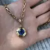 5.6ct Cushion Cut Bezel Set Pendant Link Chain Necklace