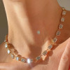 50ctw Emerald Cut White Sapphire Vintage Tennis Necklace
