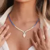 24ctw Pear and Round Cut Tennis Necklace