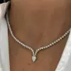 24ctw Pear and Round Cut Tennis Necklace
