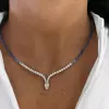 24ctw Pear and Round Cut Tennis Necklace