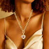5ctw Multicolor Sapphire Chain Link Love Heart Necklace
