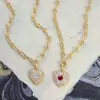 5ctw Multicolor Sapphire Chain Link Love Heart Necklace