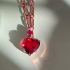 15ct Heart Cut Ruby/Aquamarine Chain Link Statement Necklace