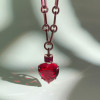 15ct Heart Cut Ruby/Aquamarine Chain Link Statement Necklace