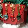 15ct Heart Cut Ruby/Aquamarine Chain Link Statement Necklace