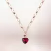 15ct Heart Cut Ruby/Aquamarine Chain Link Statement Necklace