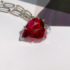 15ct Heart Cut Ruby/Aquamarine Chain Link Statement Necklace