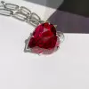 15ct Heart Cut Ruby/Aquamarine Chain Link Statement Necklace